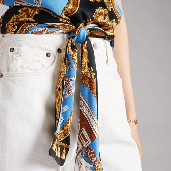 Anthropologie Tiny Landmark Paris Postcard Wrap Tie Top NWOT - Picture 3 of 6